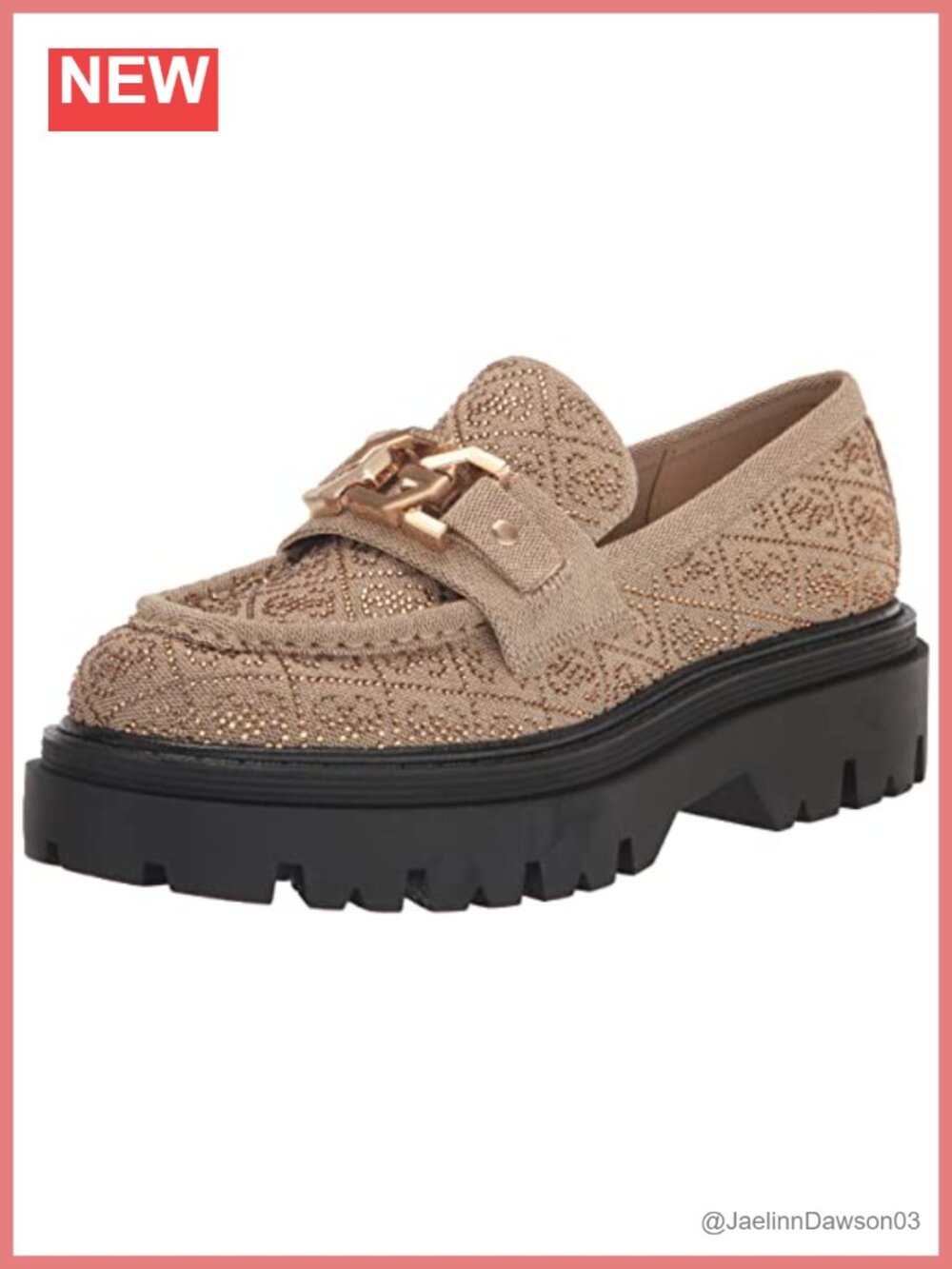Women's Lug Sole Loafer Slip-On Flats Embellished Leather